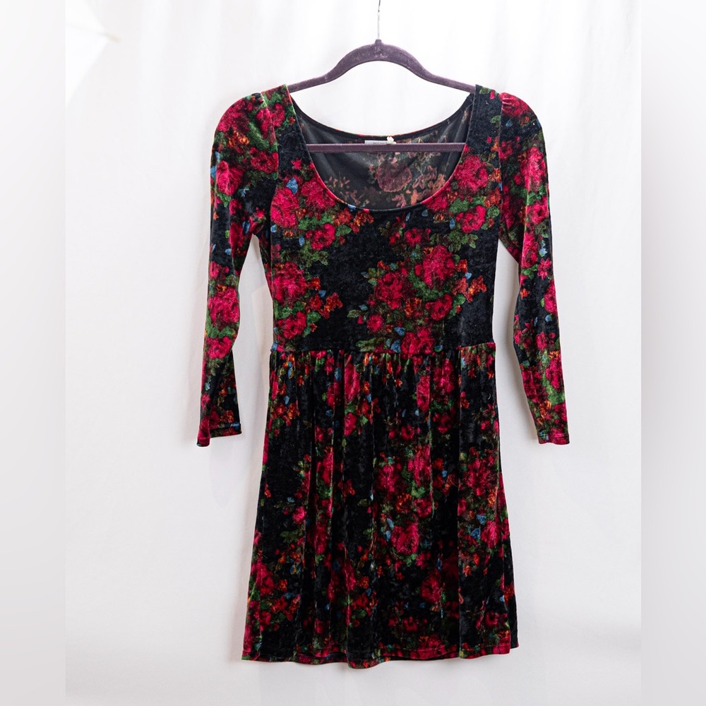 Kimchi Blue Multicolor Floral Velvet Mini Dress